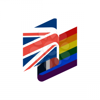 British and LGBT flag. Symbol of tolerant United Kingdom. Gay sign rainbow
