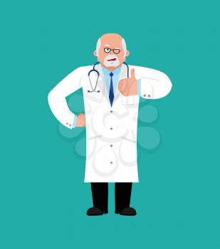 Doctor winks and thumb up. Happy Physician. Merry. Vector illustration
