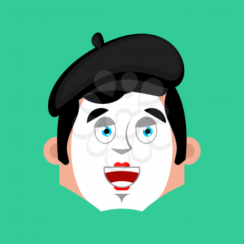Mime happy emotion avatar. pantomime merry emoji. mimic face. Vector illustration
