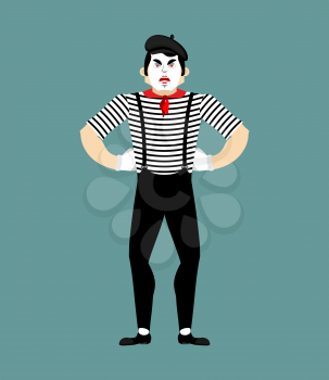 Mime angry. pantomime evil. mimic aggressive. Vector illustration
