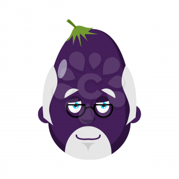 Eggplant Doctor avatar. Purple vegetable Physician emoji. Vector illustration
