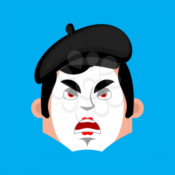 Mime angry emotion avatar. pantomime evil emoji. mimic face. Vector illustration
