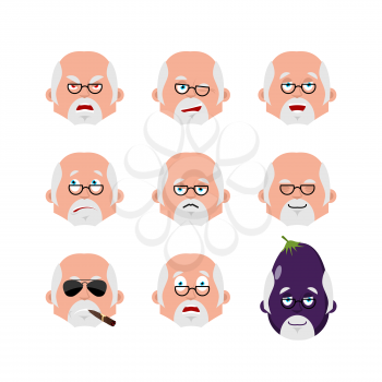 Doctor face set. sleeping and evil emotion avatar. bewildered and sad Physician emoji. fear and happy icon. serious and winks. Vector illustration