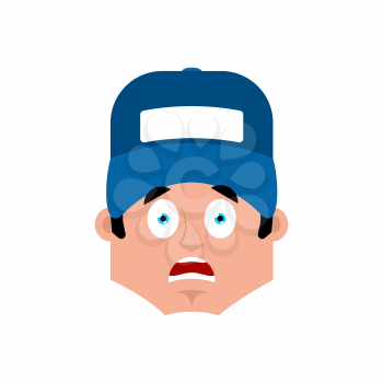 Plumber scared emotion avatar. Fitter fear emoji. Vector illustration
