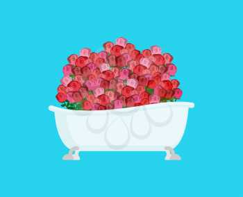 Roses in bath. Many flower. Vector illustration
