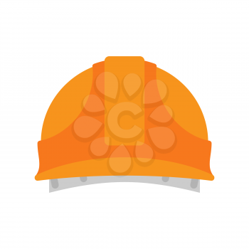 Builder Orange protective helmet. Serviceman hat. Vector illustration.
