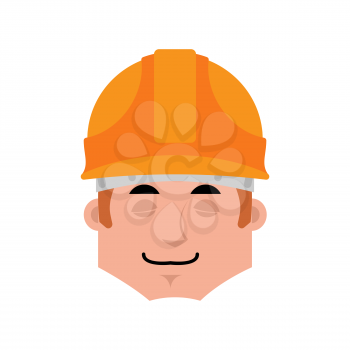 Builder sleep emotion avatar. Worker in protective helmets sleeping emoji face. Vector illustration
