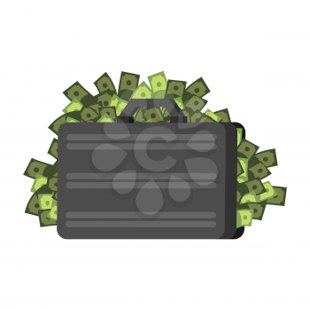 Suitcase of money isolated. Case cash. Vector illustration
