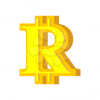 R letter bitcoin font. Cryptocurrency alphabet. Lettering virtual money. Vector illustration
