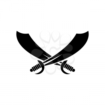 Sabers crossed. Pirate sword sign isolated. Vector illustration
