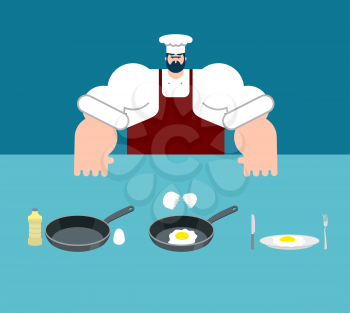Scrambled eggs cooking instruction. Chef directions omelet. Step by step food instruction. Recipe for products. Ingredients. Vector illustration