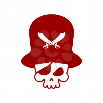 Pirate skull logo. head of skeleton and sabers. pirate symbol. Vector illustration
