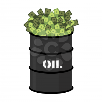 Barrel of oil and money. Barrel and cash. Vector illustration
