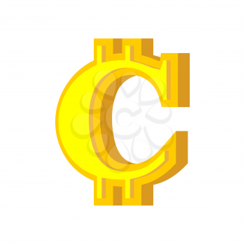 C letter bitcoin font. Cryptocurrency alphabet. Lettering virtual money. Vector illustration