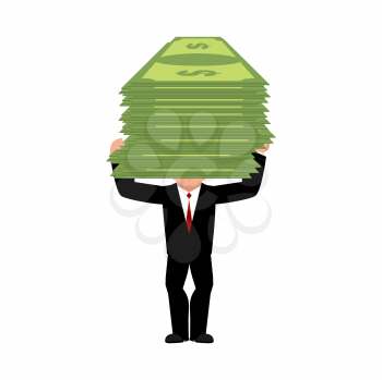 Businessman is carrying money. Boss and cash. Vector illustration
