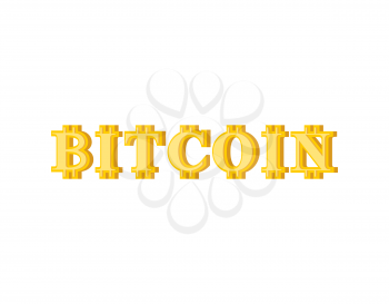 Bitcoin lettering sign. Cryptocurrency letter. Web money font. Vector illustration
