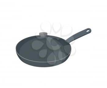 Frying pan with lid. pan is closed with cover. Tableware vector illustration
