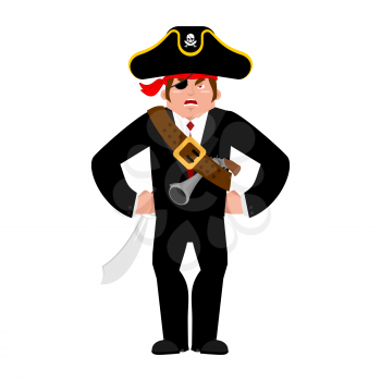 Businessman pirate. Manager of  filibuster. Business  buccaneer. Vector illustration
