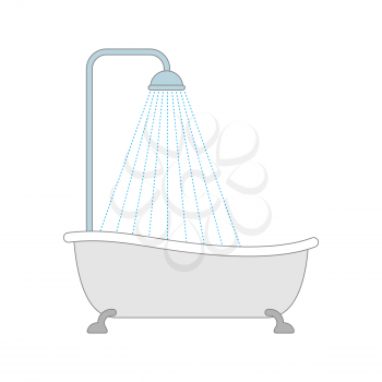 Bath with shower. Bathroom accessory. Vector illustration
