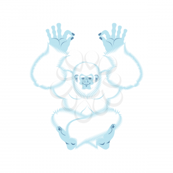 Yeti yoga. Bigfoot yogi. Abominable snowman relaxation and cognition. Vector illustration

