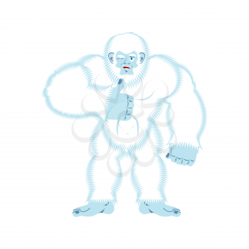 Yeti thumbs up. Bigfoot winks emoji. Abominable snowman cheerful. Vector illustration
