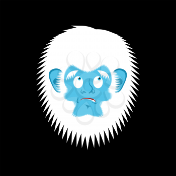 Yeti guilty emoji. Bigfoot delinquent face. Abominable snowman culpable avatar. Vector illustration