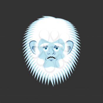 Yeti sad emoji. Abominable snowman melancholy avatar. Bigfoot wailful emotion face. Vector illustration
