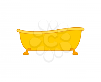 Golden Bath . Yellow bathtub. rich Bathroom accessory. Vector illustration