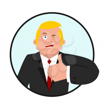 Businessman thumbs up. Boss winks emoji. business men cheerful. Vector illustration
