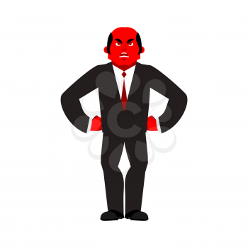 Boss angry red. businessman evil. business men aggressive. Vector illustration
