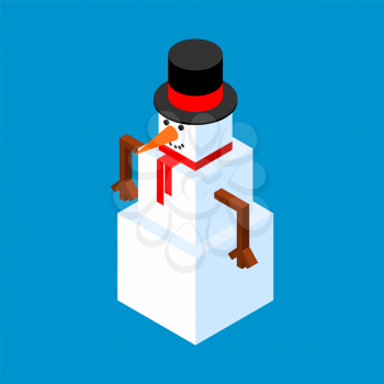 Snowman isometric style. Christmas and New Year Vector illustration
