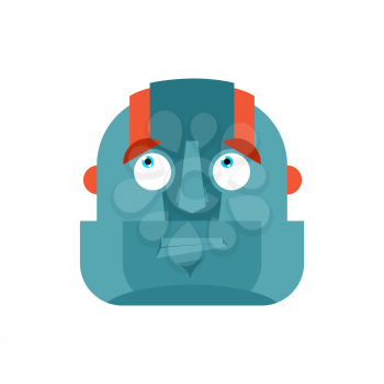 Robot confused emoji oops face avatar. Cyborg perplexed emotions. Robotic surprise. Vector illustration