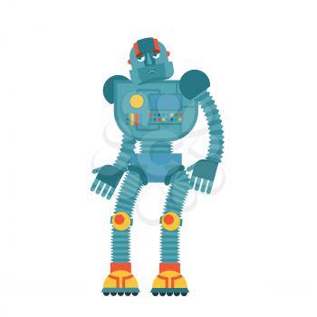 Robot sad. Cyborg sorrowful emotions. Robotic man dull. Vector illustration