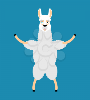 Lama Alpaca happy. Animal merryl emoji. Vector illustration
