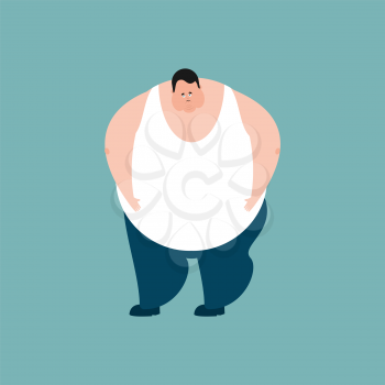 Fat sad emotions. Stout guy sorrowful isolated. Vector illustration