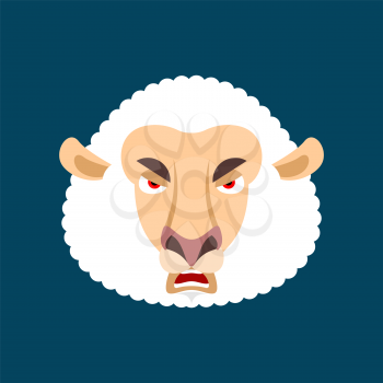Sheep angry. Ewe evil emoji. Farm animal aggressive. Vector illustration