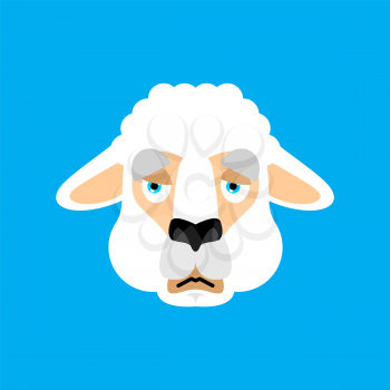Lama Alpaca sad face avatar. Animal sorrowful emoji. Vector illustration
