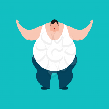 Fat happy. Stout guy merryl emoji. Vector illustration