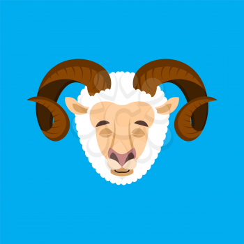 Ram sleeping. Sheep asleep emoji. Farm animal Vector illustration