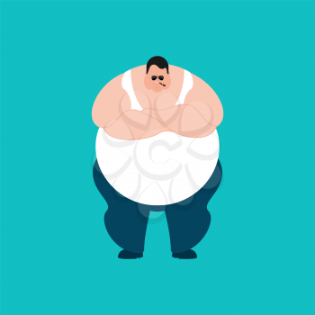 Fat Strong Cool serious. Stout guy smoking cigar emoji. Big man strict. Vector illustration