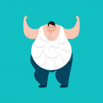 Fat confused emotions. Stout guy is perplexed. Big Man surprise. Vector illustration