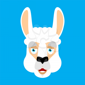 Lama Alpaca happy. Animal merryl emoji. Vector illustration
