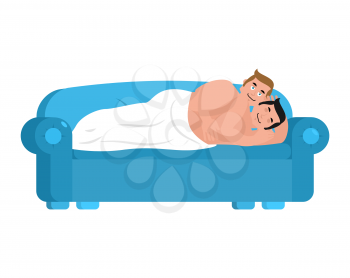 Gay couple in bed. Homosexuals are asleep. Guys under  blanket. LGBT vector illustration
