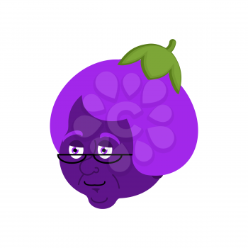 Grandmother Eggplant face. Purple grandma. Vector illustration