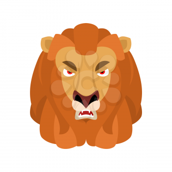 Lion angry emoji. Wild animal evil emotions. Beast aggressive. Vector illustration
