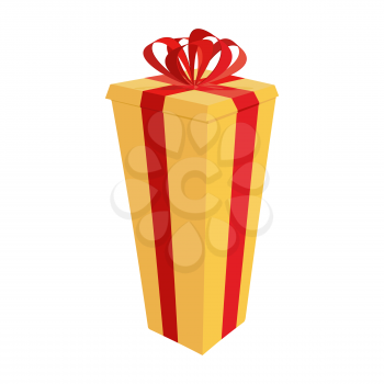 Big gift box. Festive Tall gift vector illustration for new year and Christmas
