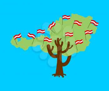 Patriotic tree Austria map. Austrian flag. National political Plant. Vector illustration
