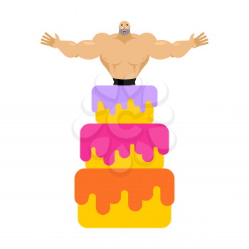 Stripper from cake congratulation. Pretty boy vector illustration
