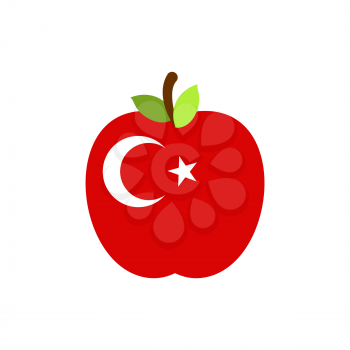 Apple Turkey flag. Turkish National Fruit. Vector illustration

