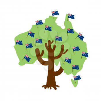 Patriotic tree Australia map. Australian flag. National political Plant. Vector illustration
